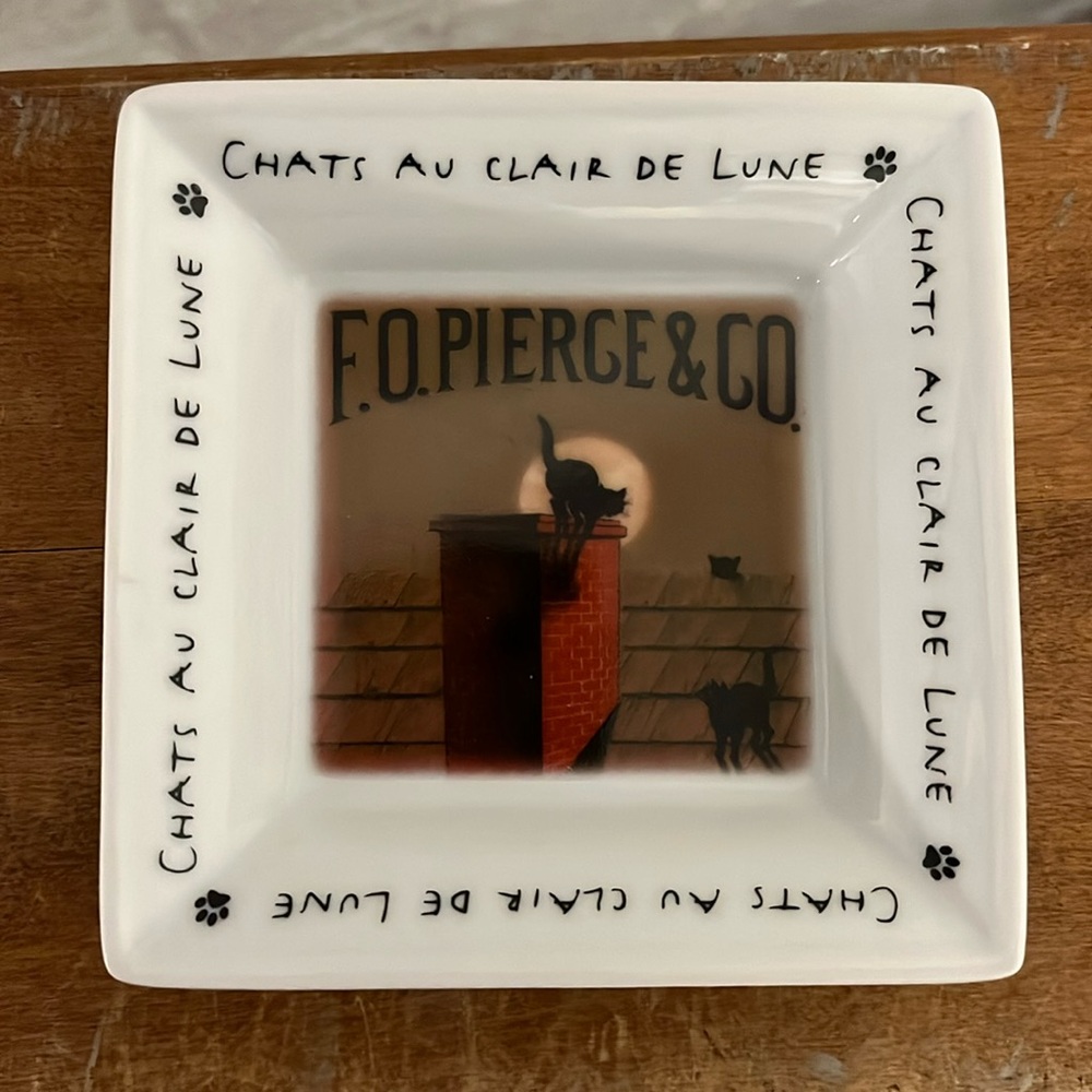 NWT Small Chats Au Clair De Lune Dish Germany F.O. Pierge & Co Ashtray Jewelry